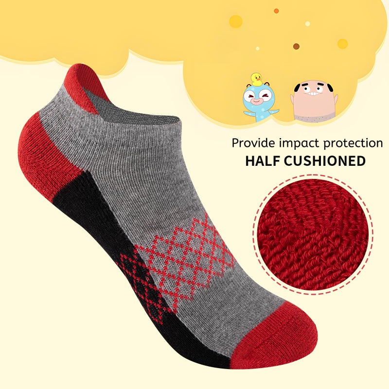 Comfoex Boys Socks 6 Pairs Ankle Athletic Sock Half Cushioned Low Cut Socks For Little Big Kids - Image 4